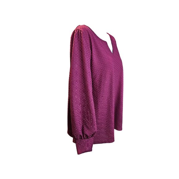 2/$35-Kaileigh Pullover Rich Textured Burgundy Long Sleeves Blouse Women 2X - Picture 6 of 11